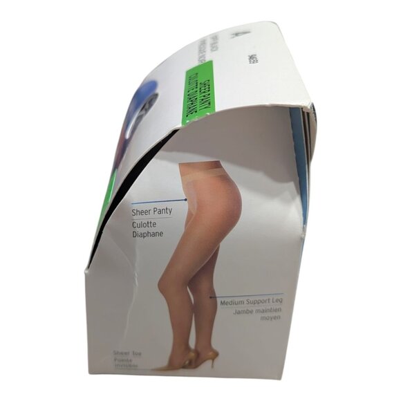 Leggs Sheer Energy Vitality OFF Black Sheer Toe Pantyhose Size A 94659 NIB - Picture 4 of 6